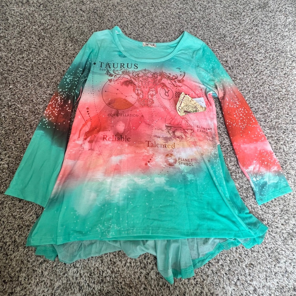 One World Taurus Zodiac Constellation Tunic Top Women's Size L